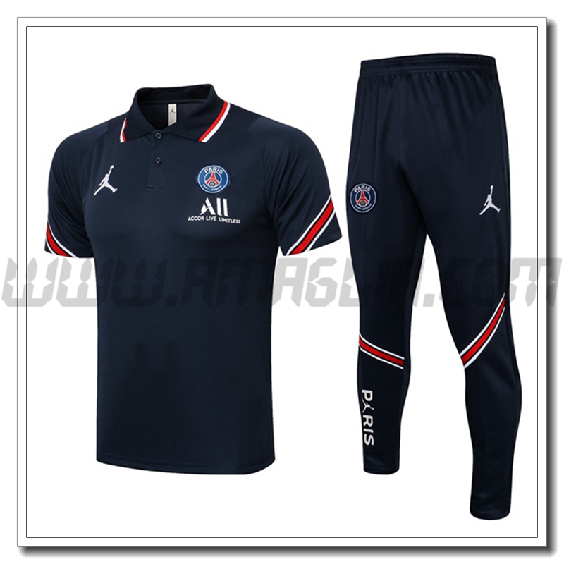 Kit Maglia Polo Jordan PSG + Pantaloni Blu Marino 2021 2022