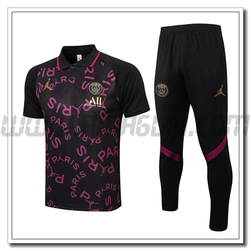 Kit Maglia Polo Jordan PSG + Pantaloni Nero/Viola 2021 2022