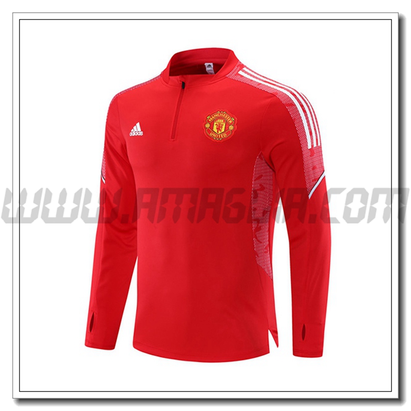 Felpa Allenamento Manchester United Bianco/Rosso 2021 2022