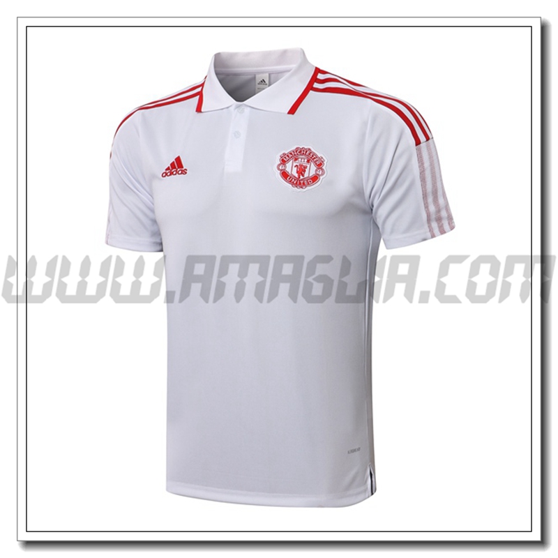 Maglia Polo Manchester United Rosso/Bianco 2021 2022 -01