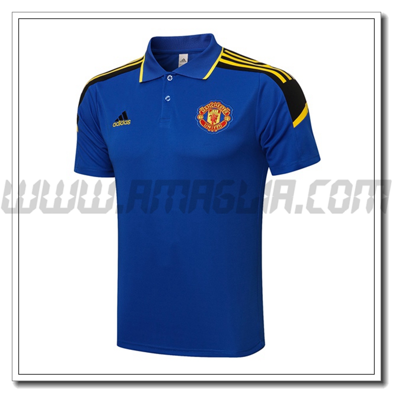 Maglia Polo Manchester United Blu/Nero 2021 2022 -01