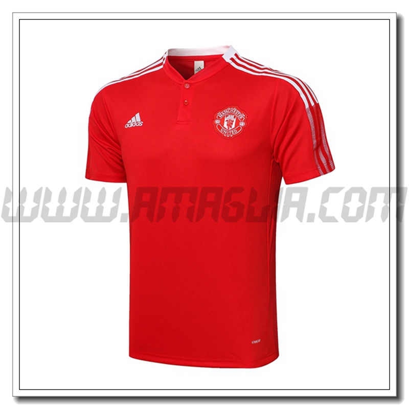 Maglia Polo Manchester United Bianco/Rosso 2021 2022
