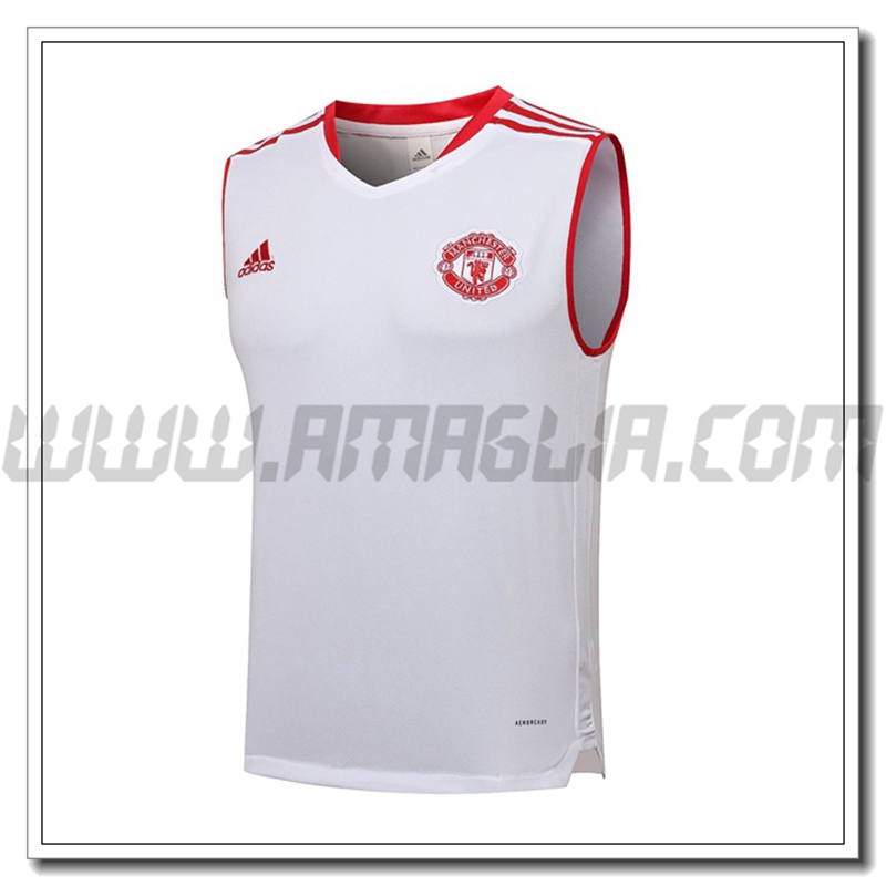 Canotta da Allenamento Manchester United Bianco 2021 2022