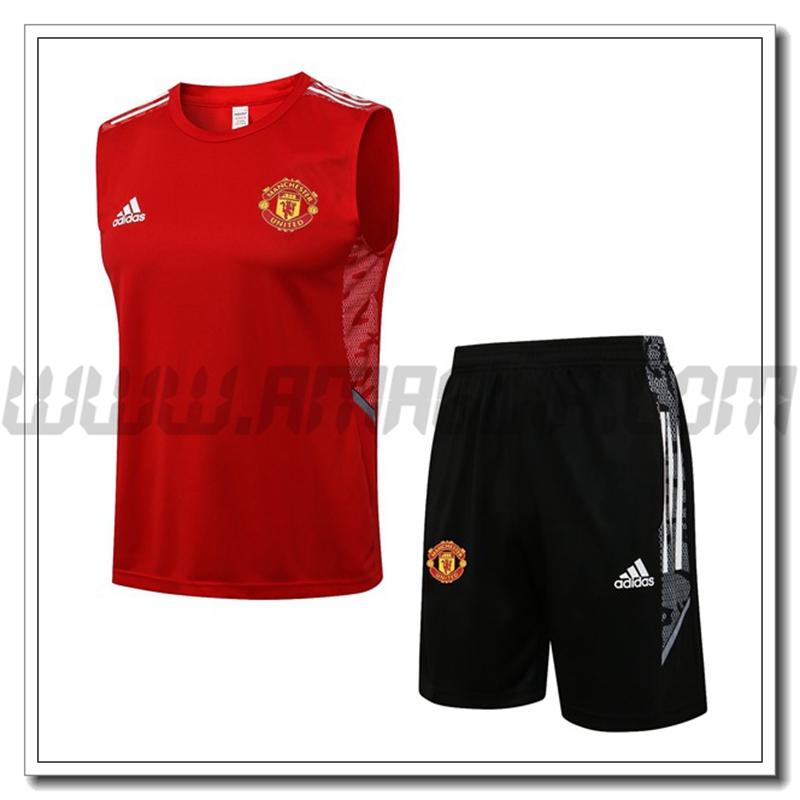Kit Canotta da Allenamento Manchester United + Pantaloncini Rosso 2021 2022