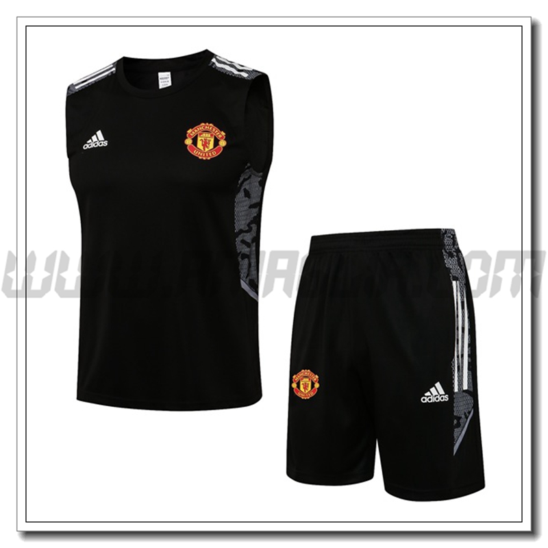 Kit Canotta da Allenamento Manchester United + Pantaloncini Nero 2021 2022