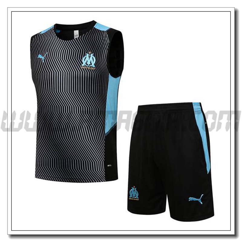 Kit Canotta da Allenamento Marsiglia OM + Pantaloncini Blu/Nero 2021 2022
