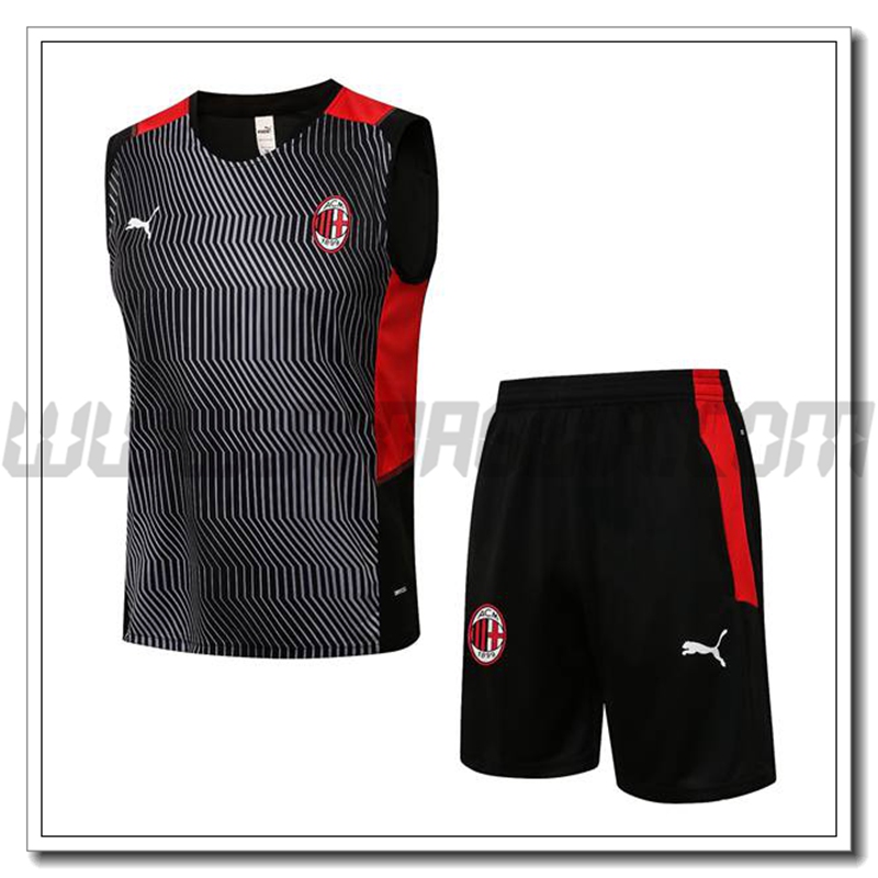 Kit Canotta da Allenamento AC Milan + Pantaloncini Rosso/Bianco 2021 2022