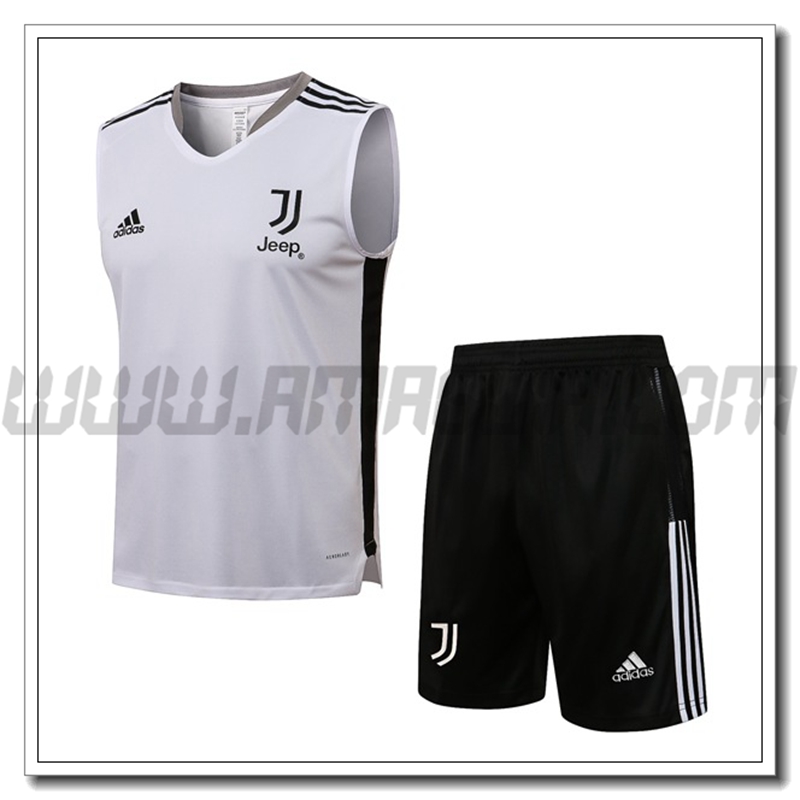 Kit Canotta da Allenamento Juventus + Pantaloncini Nero/Bianco 2021 2022