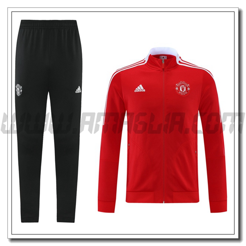 Tuta Giacca Allenamento Manchester United Rosso/Bianco 2021 2022