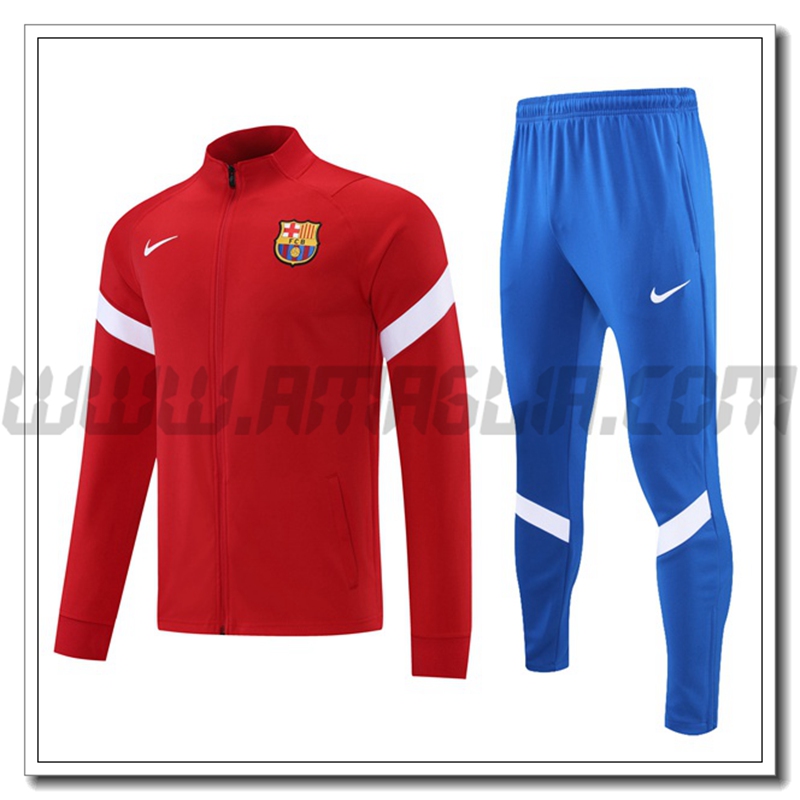 Tuta Giacca Allenamento FC Barcellona Rosso/Bianco 2021 2022