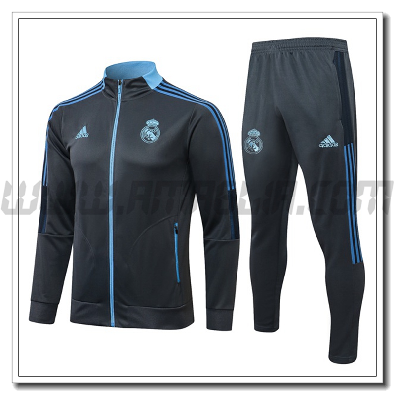 Tuta Giacca Allenamento Real Madrid Grigio Buio/Blu 2021 2022