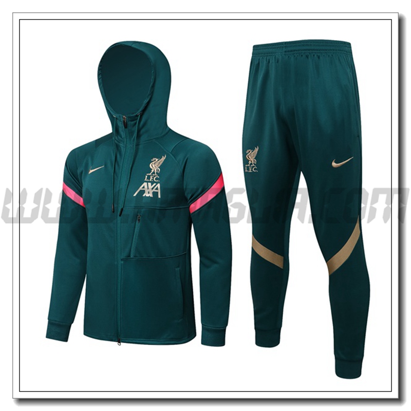 Tuta Giacca con Cappuccio FC Liverpool Verde 2021 2022