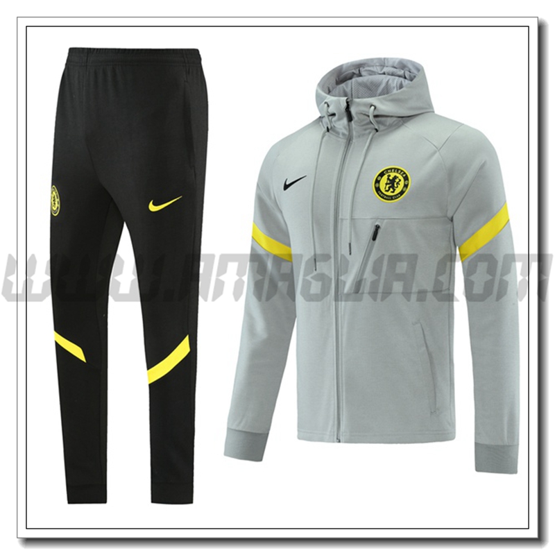 Tuta Giacca con Cappuccio FC Chelsea Grigio 2021 2022