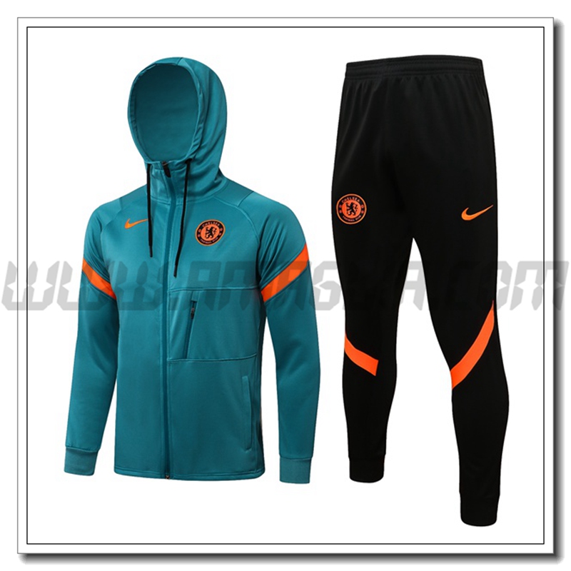 Tuta Giacca con Cappuccio FC Chelsea Verde 2021 2022