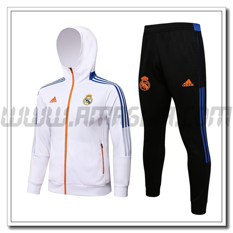 Tuta Giacca con Cappuccio Real Madrid Bianco/Blu 2021 2022