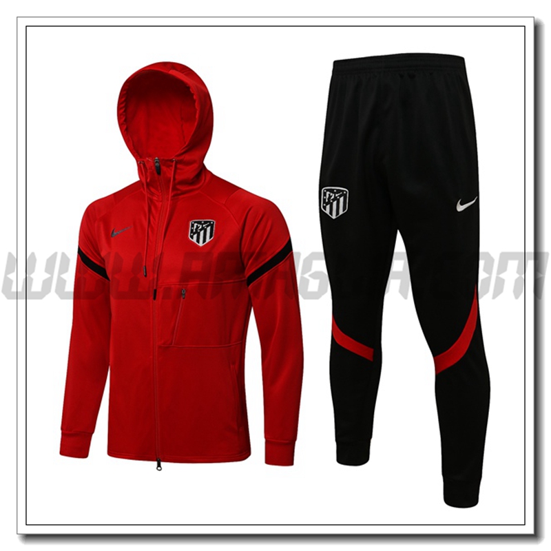 Tuta Giacca con Cappuccio Atletico Madrid Rosso/Nero 2021 2022