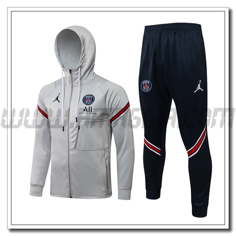 Tuta Giacca con Cappuccio Jordon PSG Grigio 2021 2022