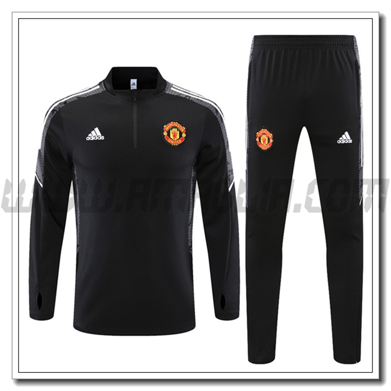 Tuta Allenamento Manchester United Bambino Bianco/Nero 2021 2022
