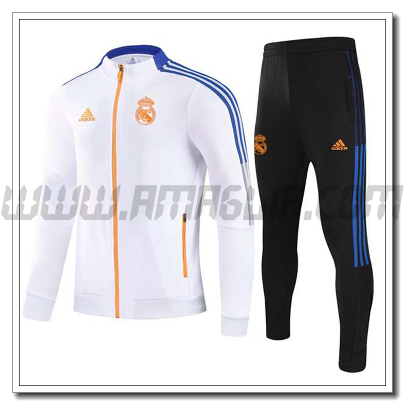Tuta Giacca Allenamento Real Madrid Bambino Bianco/Blu 2021 2022
