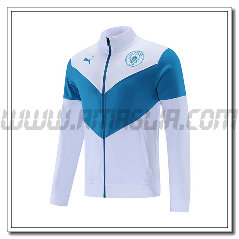 Giacca Calcio Manchester City Bianco/Blu 2021 2022