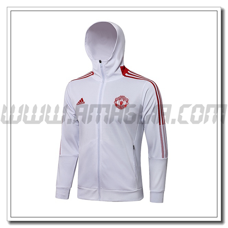 Giacca con Cappuccio Manchester United Rosso/Bianco 2021 2022