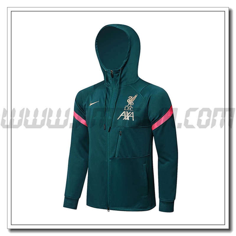 Giacca con Cappuccio FC Liverpool Verde 2021 2022
