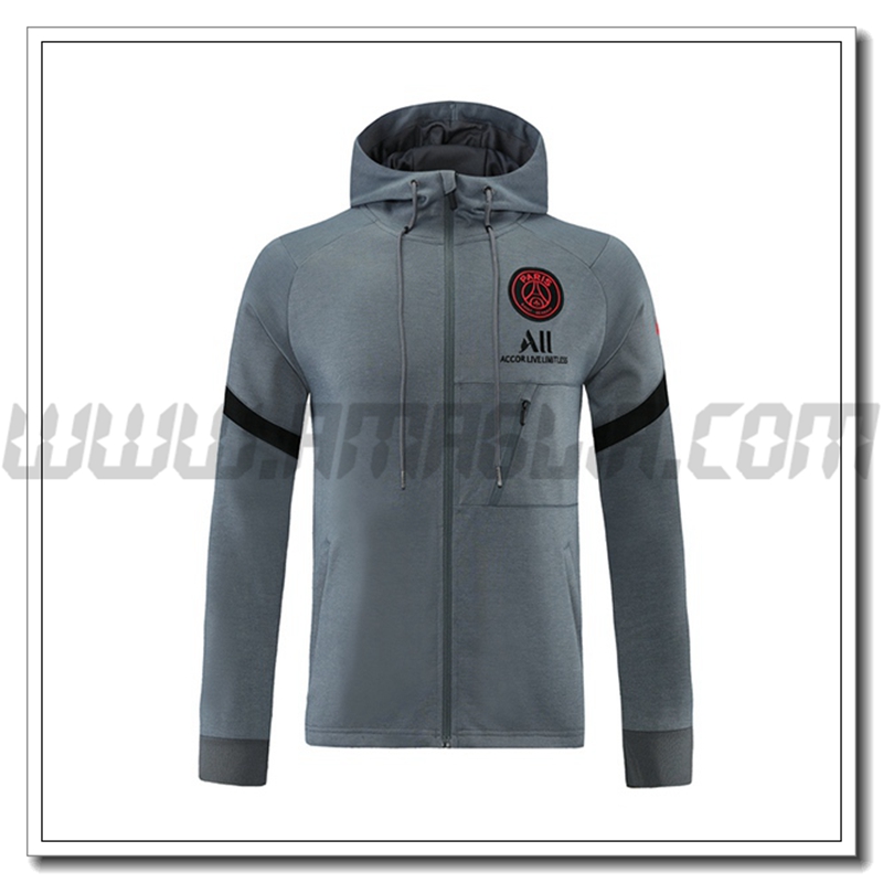 Giacca con Cappuccio Jordon PSG Grigio Buio 2021 2022
