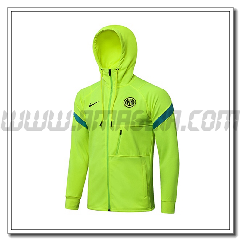 Giacca con Cappuccio Inter Milan Verde 2021 2022
