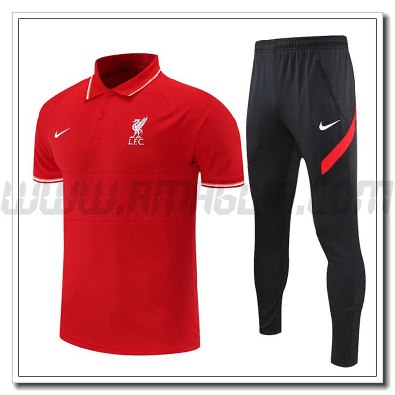 Kit Maglia Polo FC Liverpool + Pantaloni Rosso 2021 2022