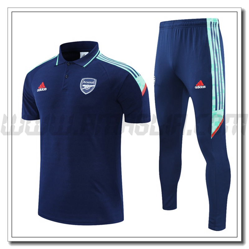 Kit Maglia Polo FC Arsenal + Pantaloni Bianco/Rosso 2021 2022