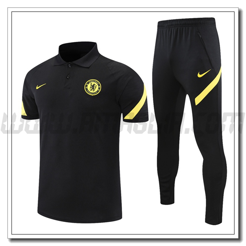Kit Maglia Polo FC Chelsea + Pantaloni Bianco/Rosso 2021 2022