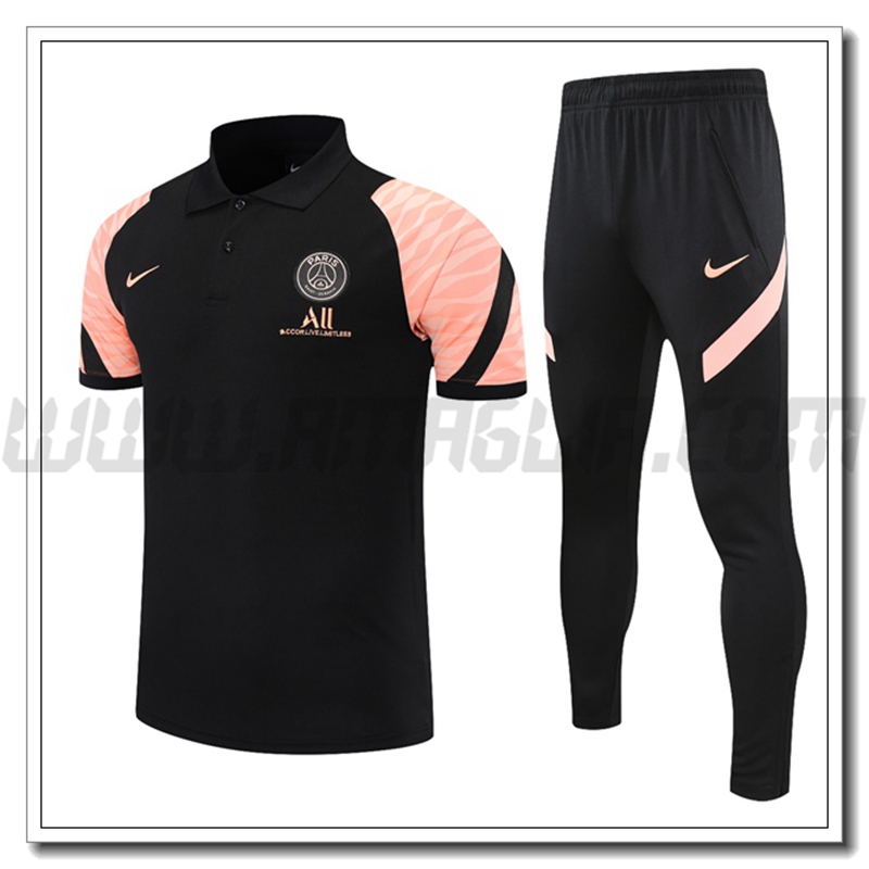 Kit Maglia Polo Jordan PSG + Pantaloni Nero/Rosa 2021 2022