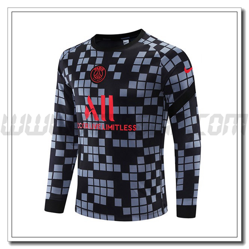 Felpa Allenamento Jordan PSG Nero/Grigio 2021 2022