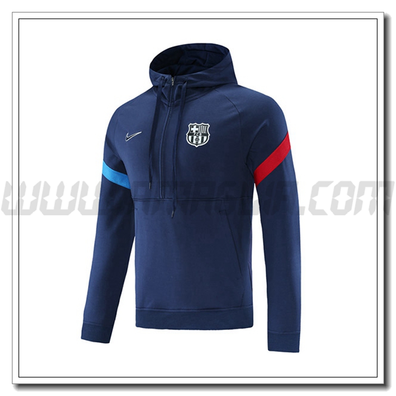Felpa con Cappuccio Jordan FC Barcellona Blu Marino/Rosso/Blu 2021 2022