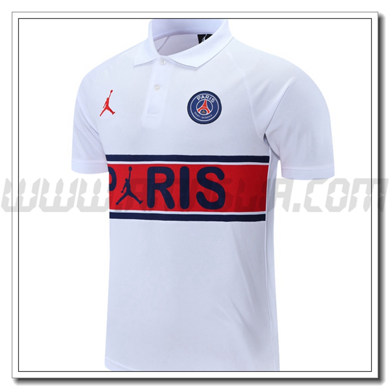 Maglia Polo Jordan PSG Bianco/Rosso 2021 2022