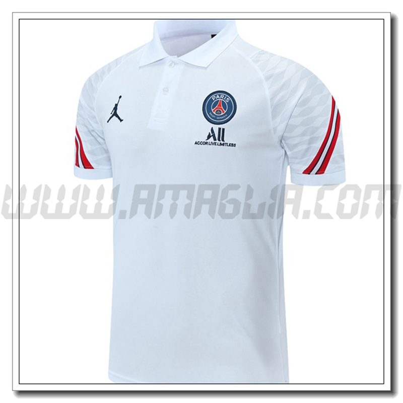 Maglia Polo Jordan PSG Rosso/Bianco 2021 2022