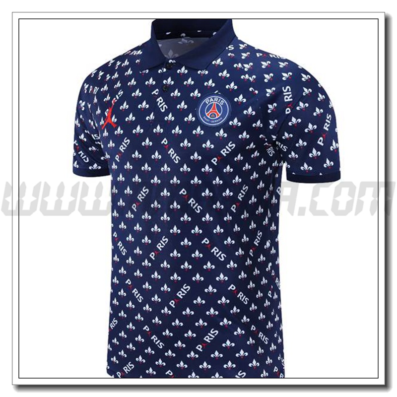 Maglia Polo Jordan PSG Blu Marino/Bianco 2021 2022