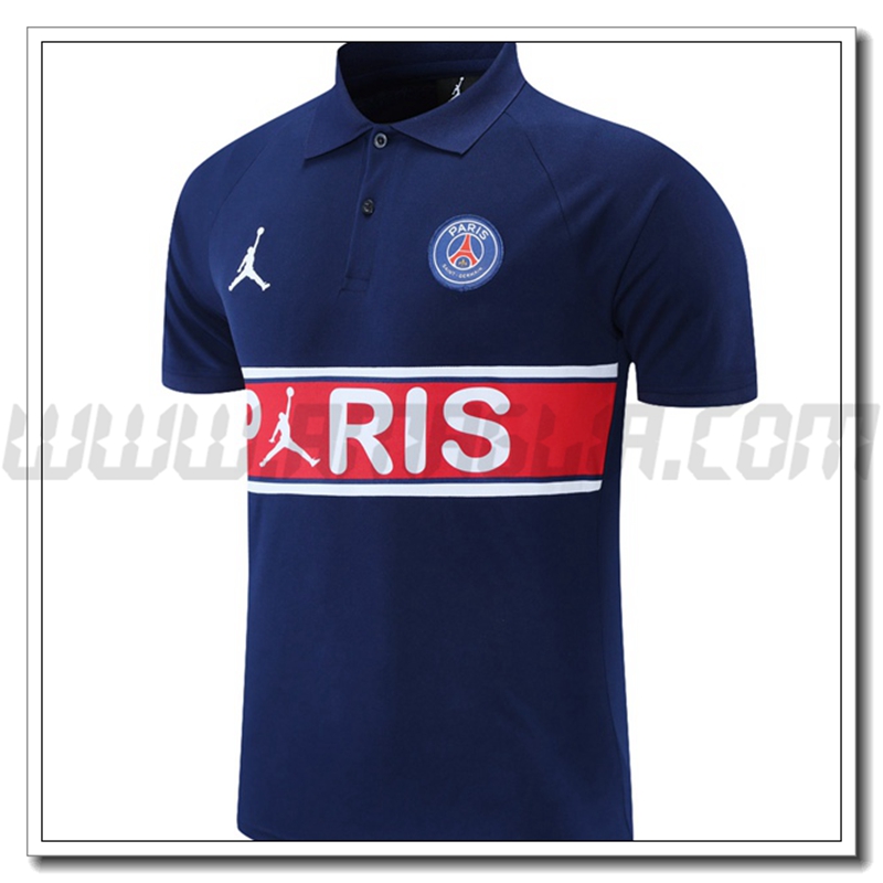 Maglia Polo Jordan PSG Blu Marino/Rosso/Bianco 2021 2022