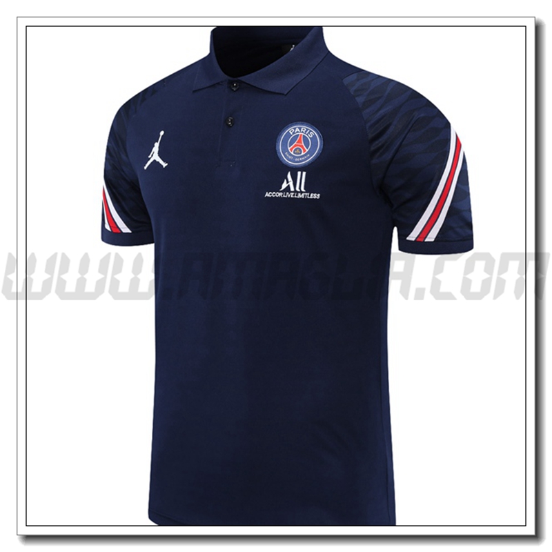 Maglia Polo Jordan PSG Blu Marino/Rosso 2021 2022