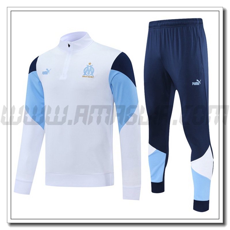 Tuta Allenamento Marsiglia OM Nero/Bianco/Blu 2021 2022