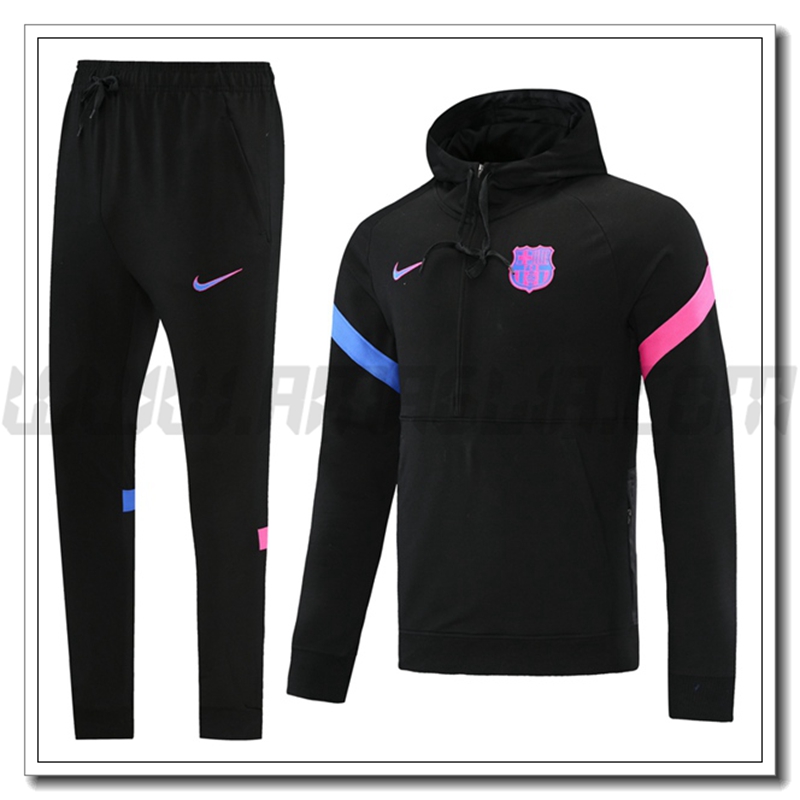 Tuta Giacca con Cappuccio FC Barcellona Nero/Rosso/Blu 2021 2022