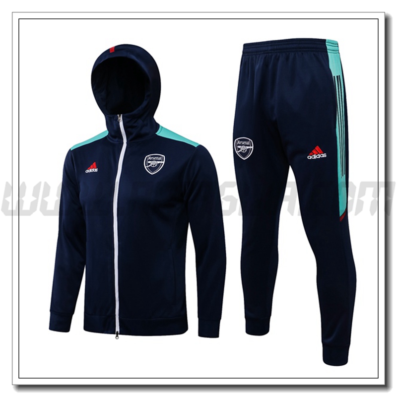 Tuta Giacca con Cappuccio FC Arsenal Blu Marino/Verde 2021 2022
