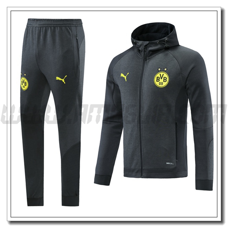 Tuta Giacca con Cappuccio Dortmund BVB Grigio Buio 2021 2022