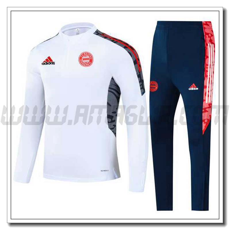 Tuta Allenamento Bayern Monaco Bambino Bianco/Nero 2021 2022