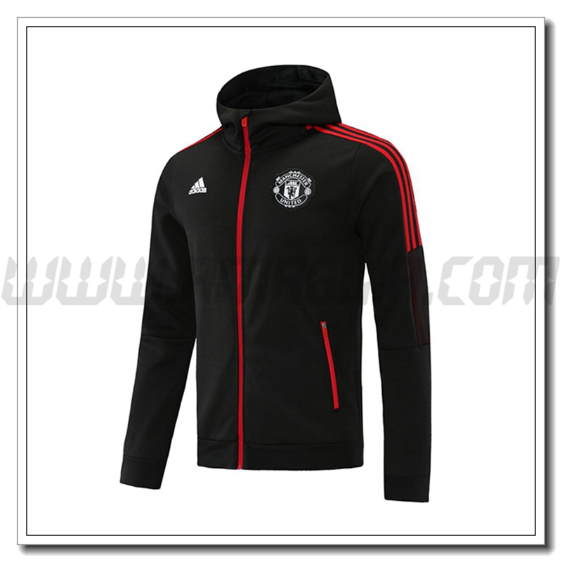 Giacca con Cappuccio Manchester United Nero/Rosso 2021 2022