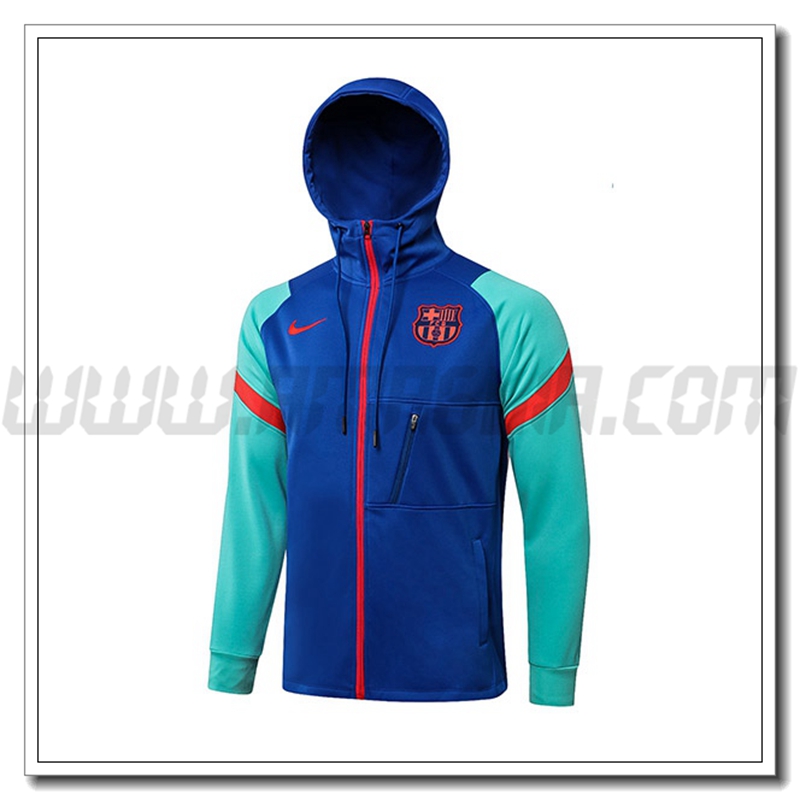Giacca con Cappuccio FC Barcellona Blu/Verde 2021 2022