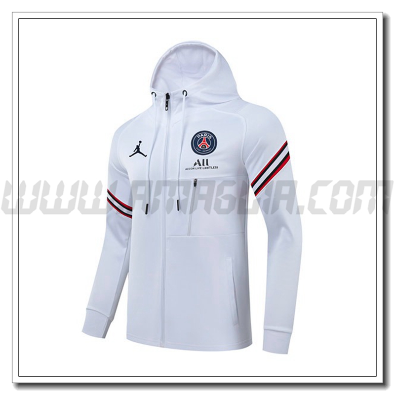 Giacca con Cappuccio Jordon PSG Bianco/Rosso/Nero 2021 2022