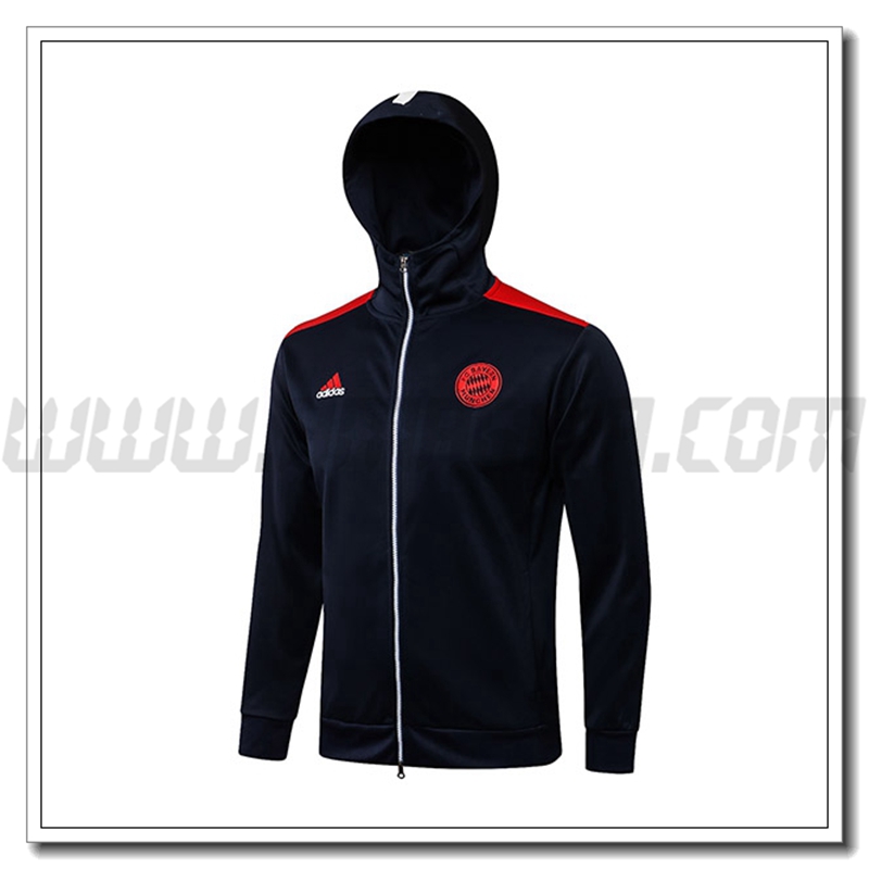 Giacca con Cappuccio Bayern Monaco Nero/Rosso 2021 2022