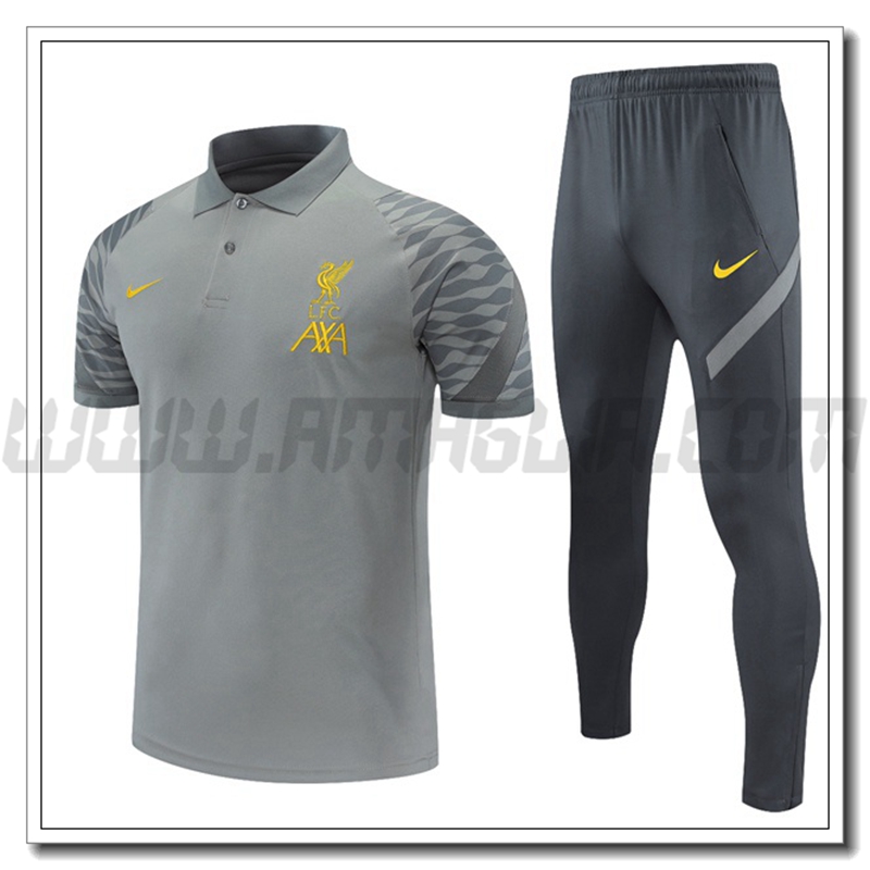 Kit Maglia Polo FC Liverpool + Pantaloni Grigio 2021 2022