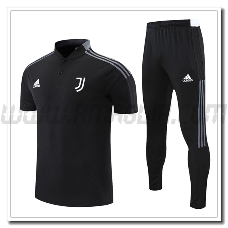 Kit Maglia Polo Juventus + Pantaloni Nero/Grigio 2021 2022